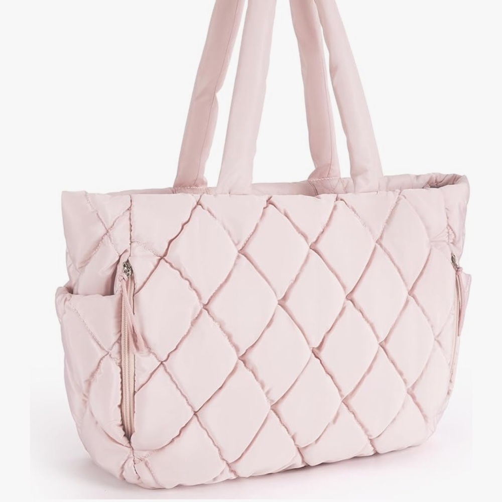 Elegant Pink Quilted Tote Bag